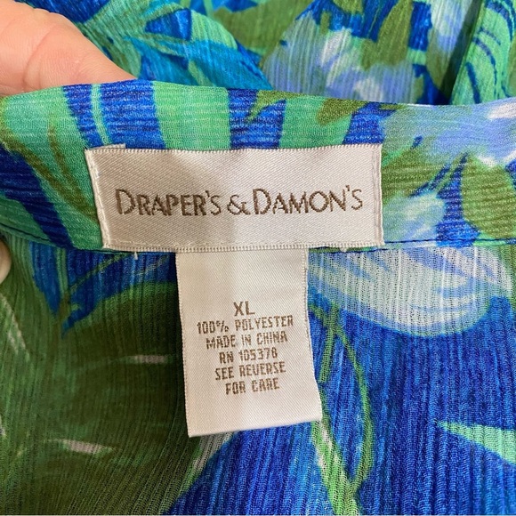 Draper’s & Damon’s Women’s Sheer Tropical Button Down Blouse - Picture 5 of 6